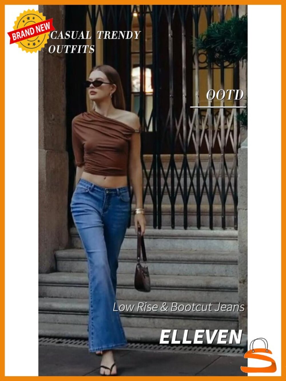 Low Rise Stretch Flare Jeans, Trendy Bell Bottom Bootcut Denim Pants - Picture 6 of 6